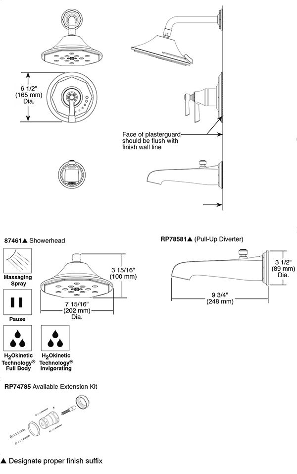 Brizo T60461 Rook Tempassure Thermostatic Tub Shower 2