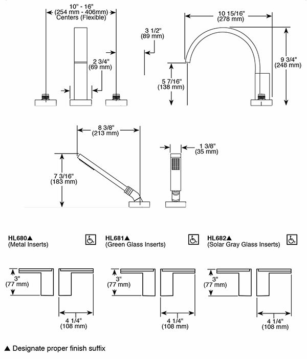 Brizo T67380 Siderna Roman Tub Trim Less Handles 4