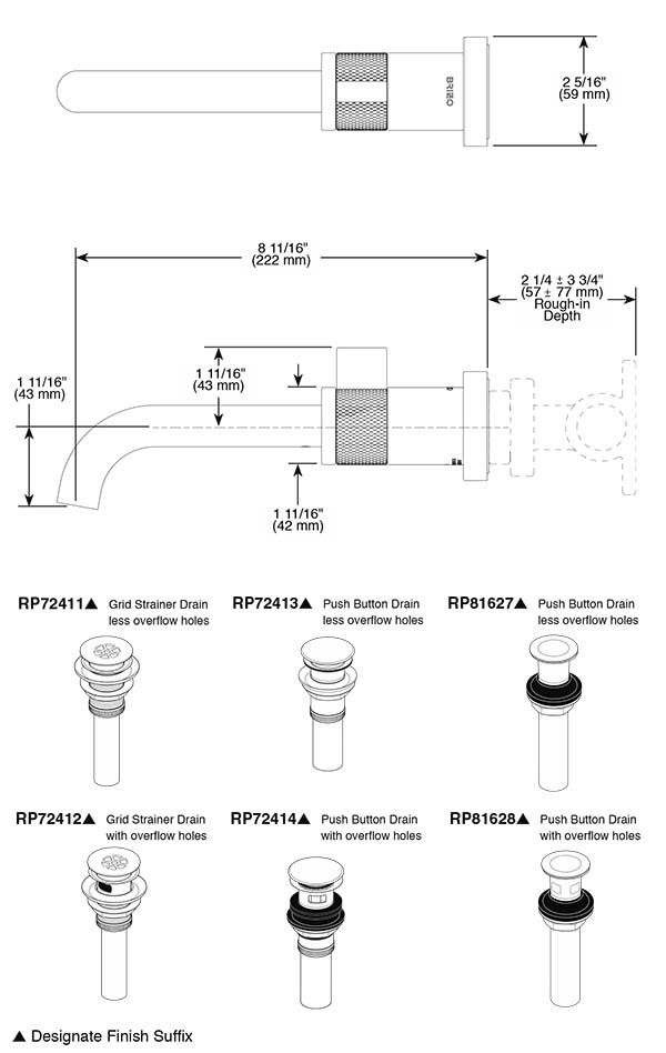 Brizo T65735LF Litze Wall Mount Lavatory Faucet 2