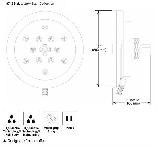 Brizo 87435 Litze 4 Function Showerhead With H2Okinetic Technology Polished Nickel 2