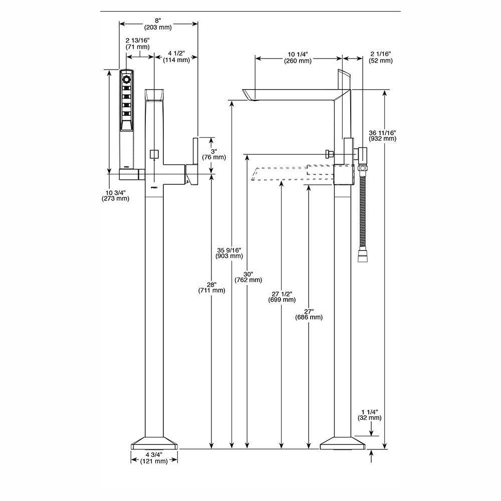 Brizo T70188 Vettis Single Handle Freestanding Tub Filler Matte Black 2