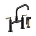 Brizo 62563LF Litze Bridge Faucet Angled Spout Knurled Handle Luxe Gold Matte Black 1