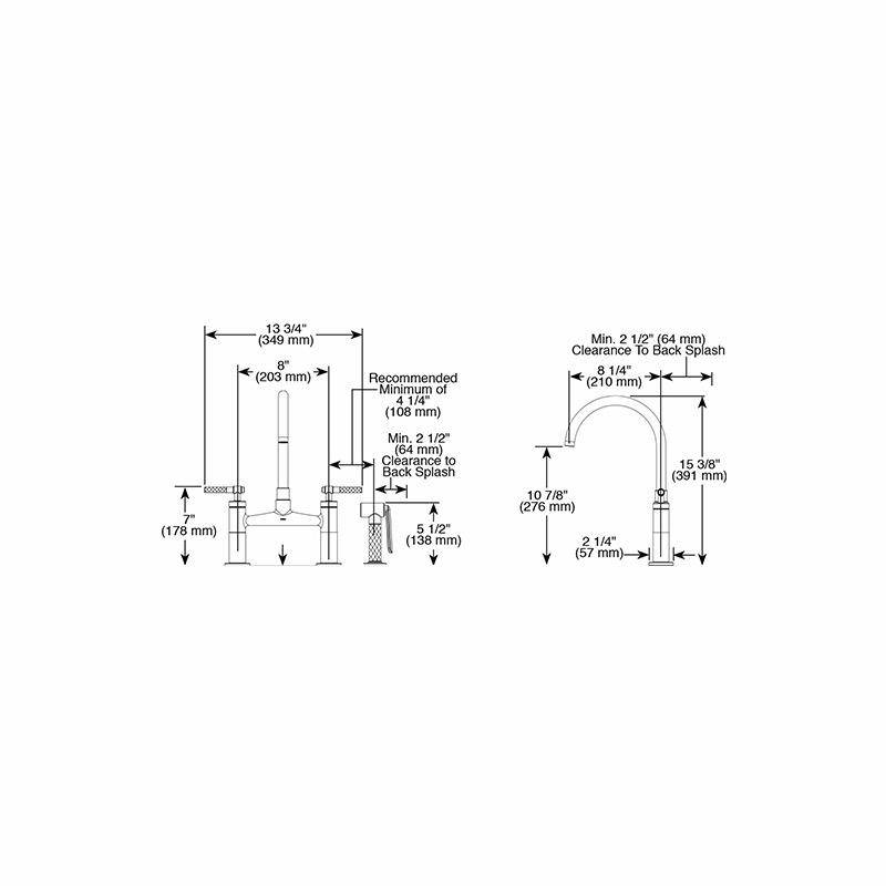 Brizo 62543LF Litze Bridge Faucet Knurled Handle Polished Nickel 2