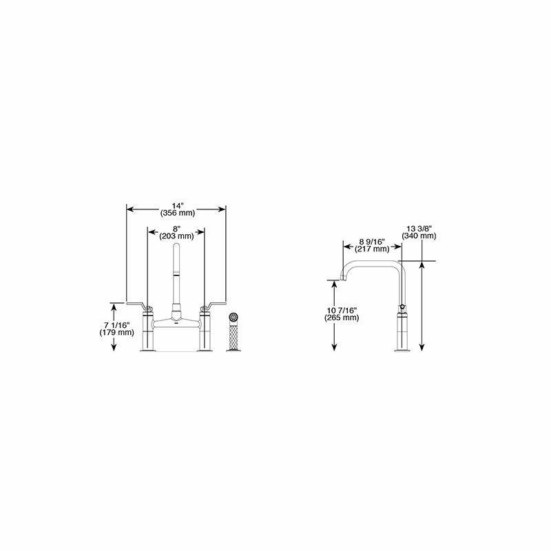 Brizo 62554LF Litze Bridge Faucet Square Spout Luxe Gold Matte Black 2