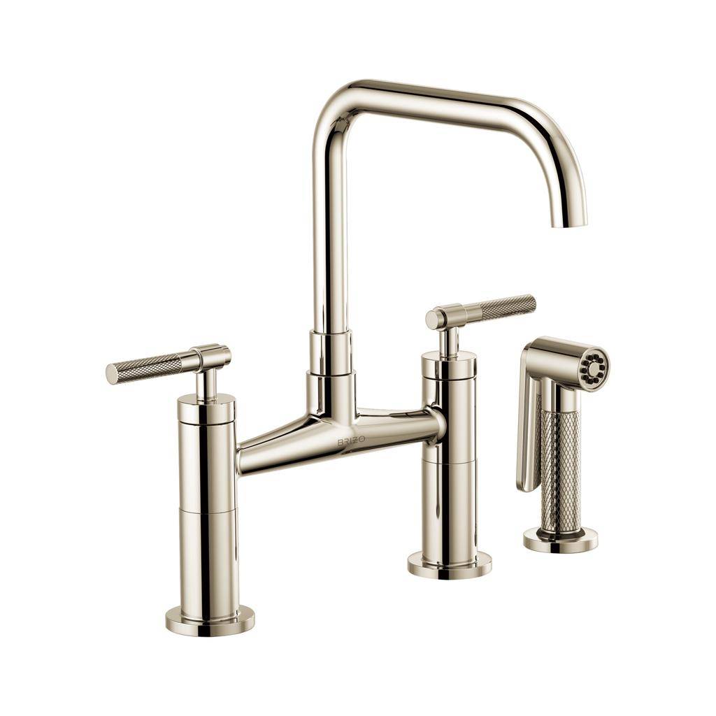 Brizo 62553LF Litze Bridge Faucet Square Spout Knurled Handle Polished Nickel 1