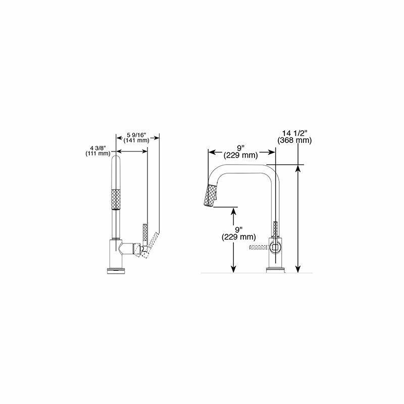 Brizo 64053LF Litze Smart Touch Pull Down Square Spout Knurled Handle Stainless 2