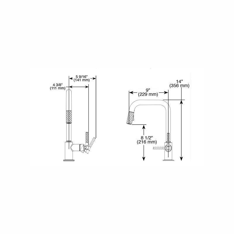 Brizo 63053LF Litze Pull Down Square Spout Knurled Handle Faucet Stainless 2