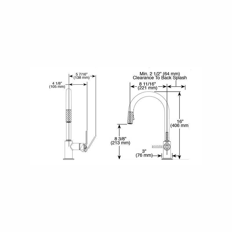 Brizo 63044LF Litze Pull Down Arc Spout Faucet Chrome 2