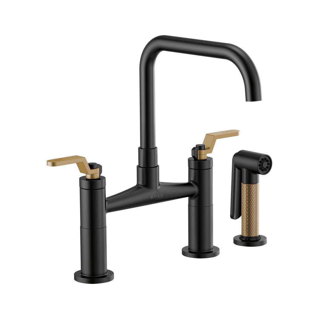 Brizo 62554LF Litze Bridge Faucet Square Spout Luxe Gold Matte Black 1