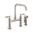 Brizo 62553LF Litze Bridge Faucet Square Spout Knurled Handle Stainless 1