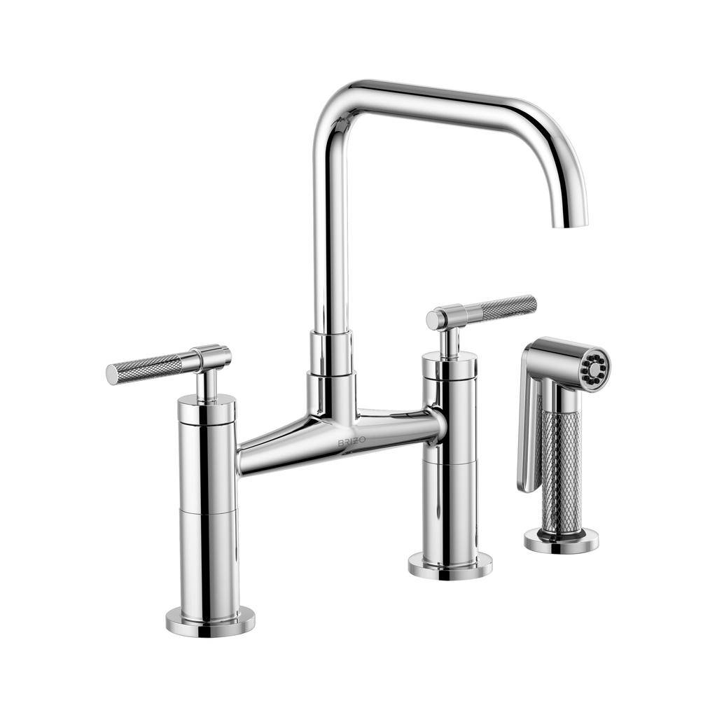 Brizo 62553LF Litze Bridge Faucet Square Spout Knurled Handle Chrome 1