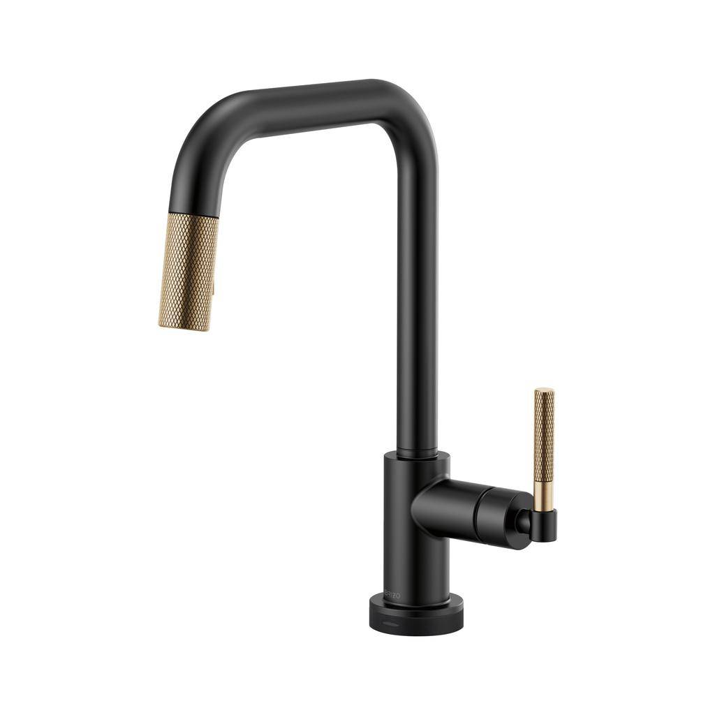 Brizo 64053LF Litze Smart Touch Pull Down Square Spout Knurled Handle Luxe Gold Matte Black 1