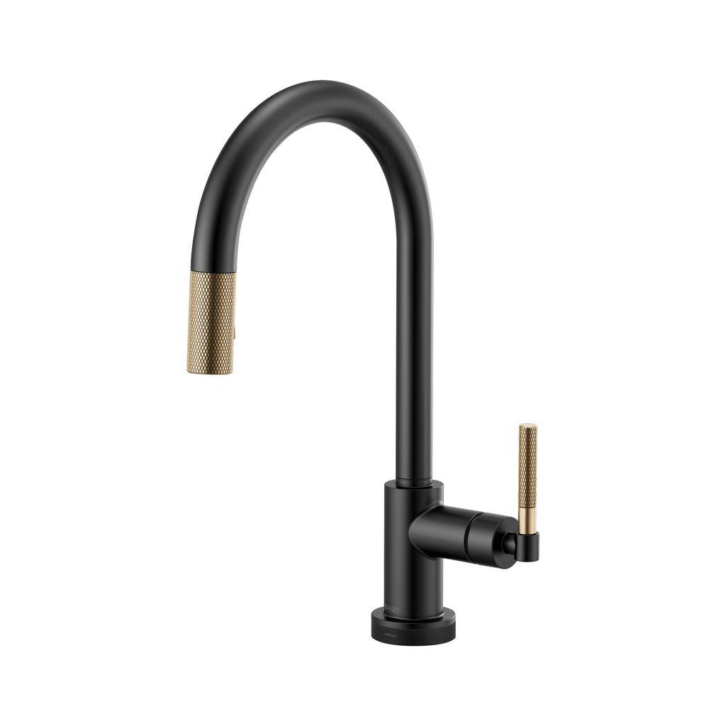 Brizo 64043LF Litze Smart Touch Pull Down Arc Spout Faucet Luxe Gold Matte Black 1