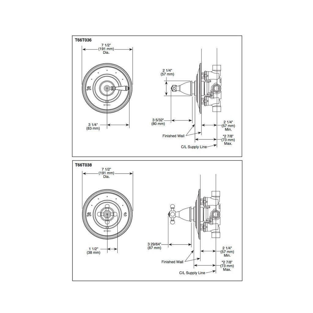 Brizo T66T036 Tresa Sensori Thermostatic Valve Trim Chrome 2