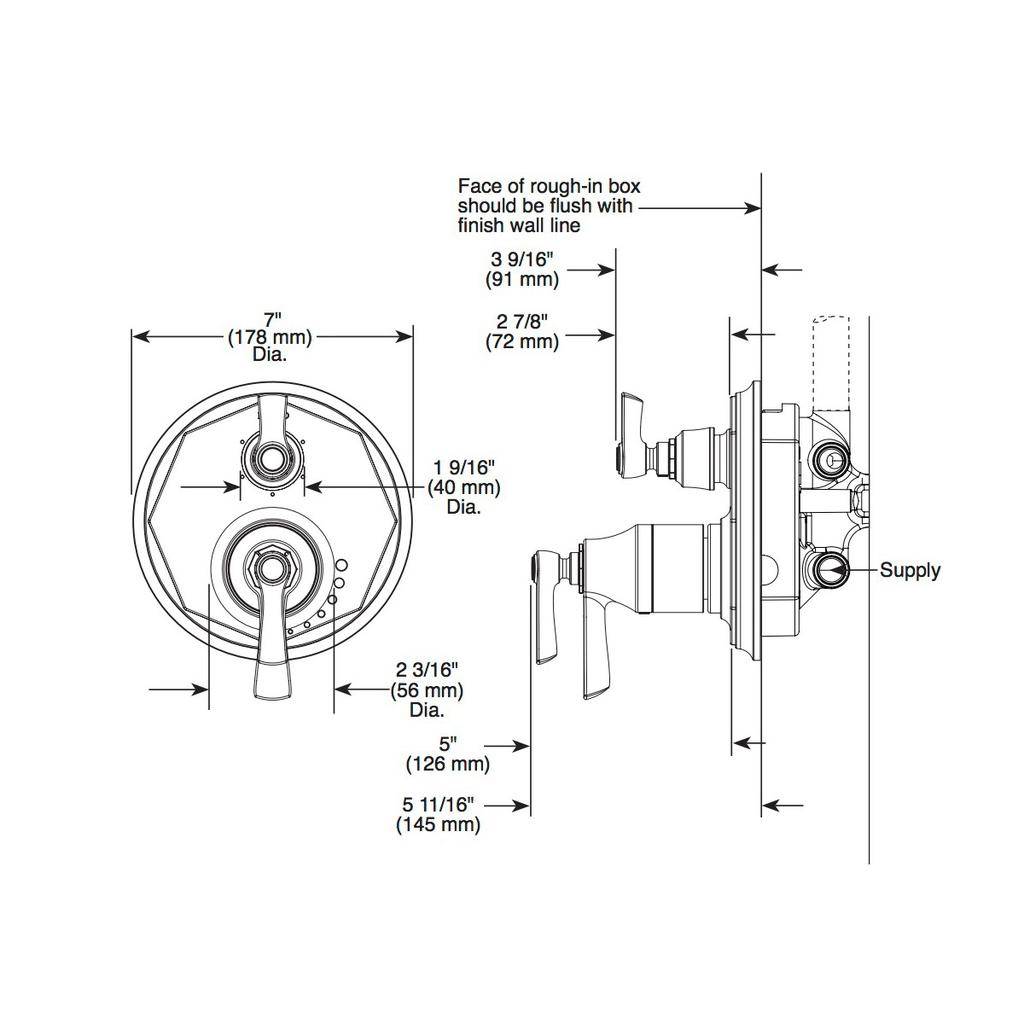 Brizo T75661 Rook Tempassure Valve 6 Function Diverter Trim Luxe Nickel Matte Black 2