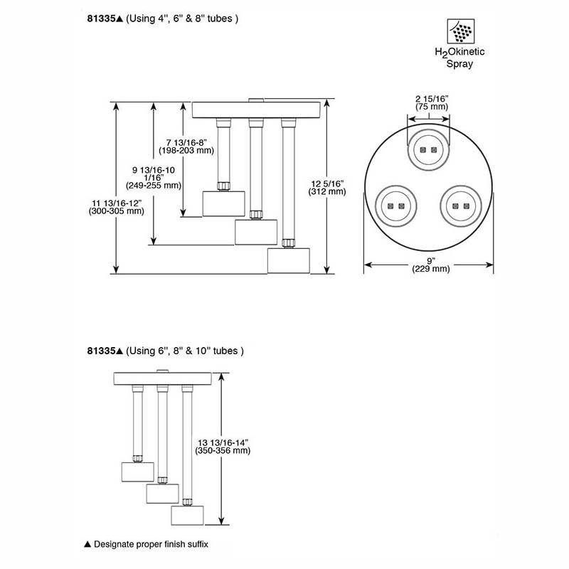 Brizo 81335 Ceiling Mount Pendant Raincan Showerhead Luxe Nickel 2