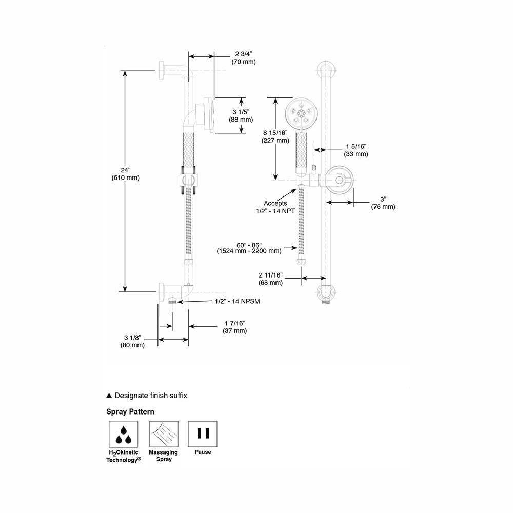 Brizo 88735 Litze Slide Bar Handshower Luxe Nickel 2