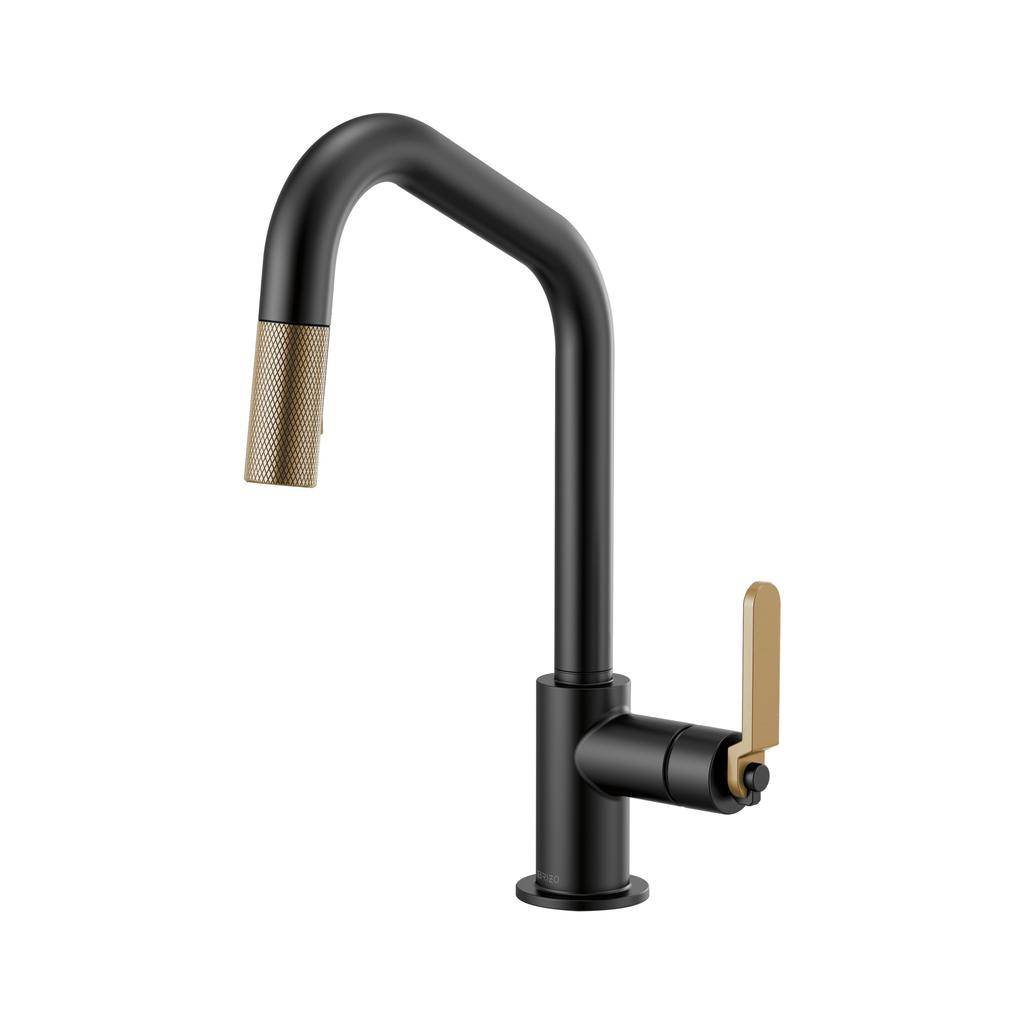 Brizo 63064LF Litze Pull Down Angled Spout Kitchen Faucet Matte Black Luxe Gold 1