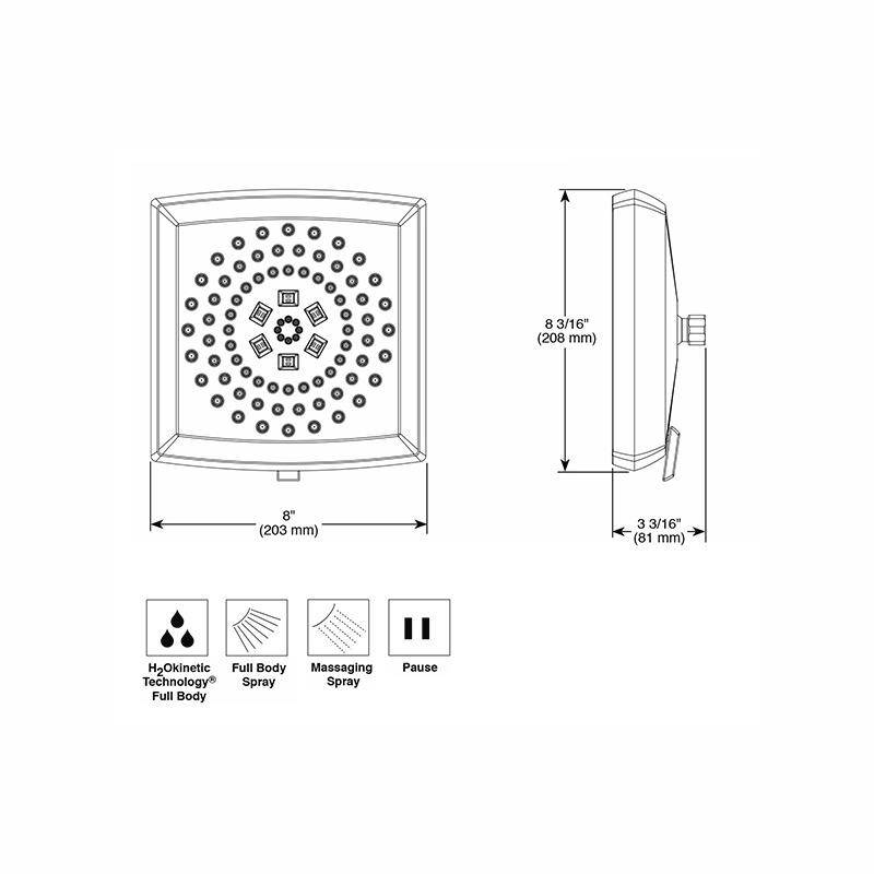 Brizo 87488 Vettis Multifunction Showerhead With H2Okinetic Technology Chrome 2