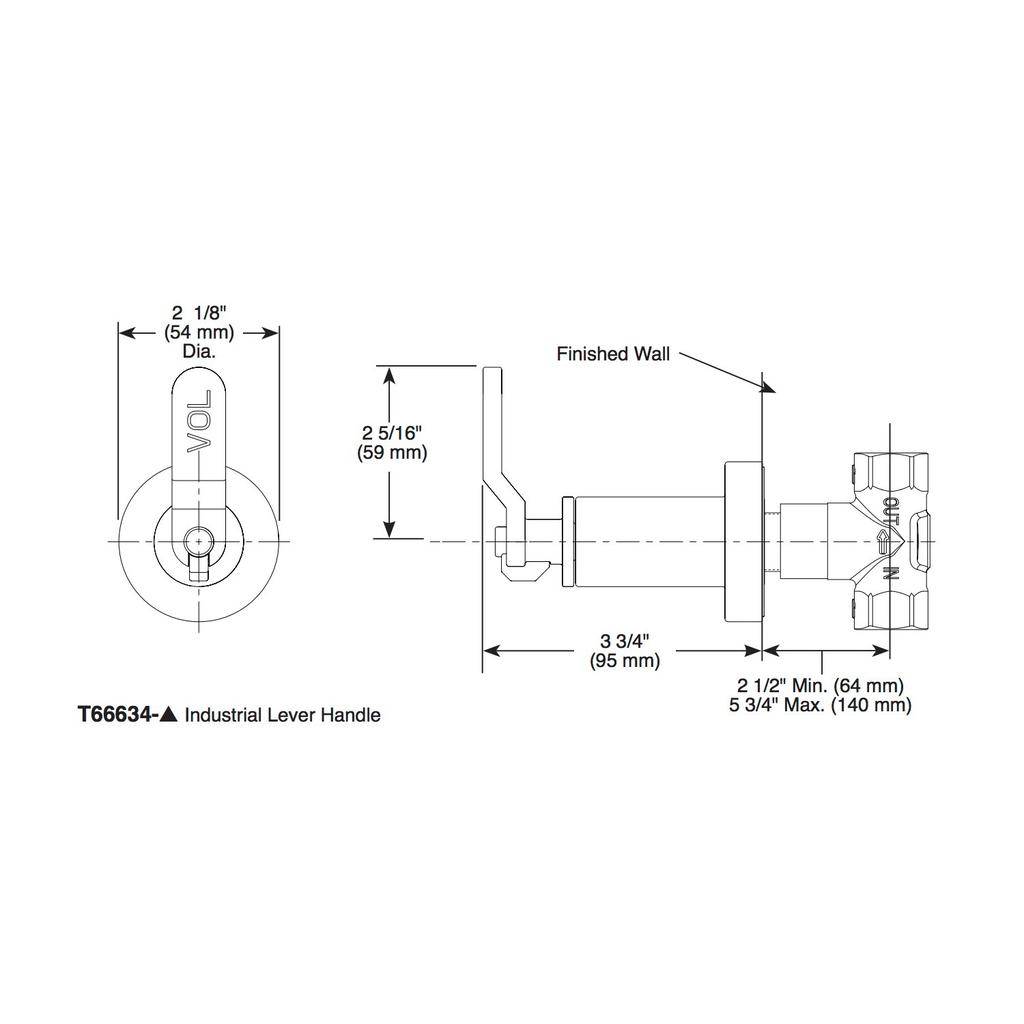 Brizo T66634 Sensori Volume Control Trim Industrial Lever Luxe Nickel 2