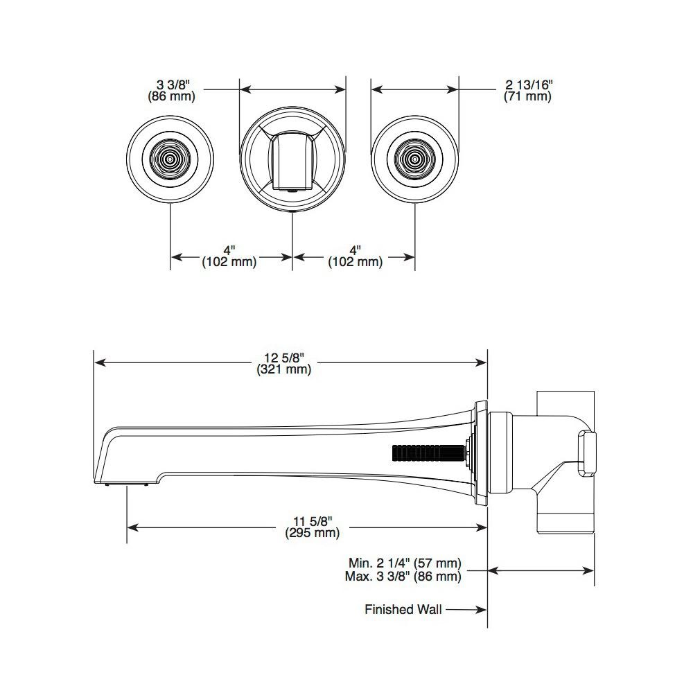 Brizo HL7098 Levoir Wall Mount Tub Filler Handle Kit Luxe Nickel 2