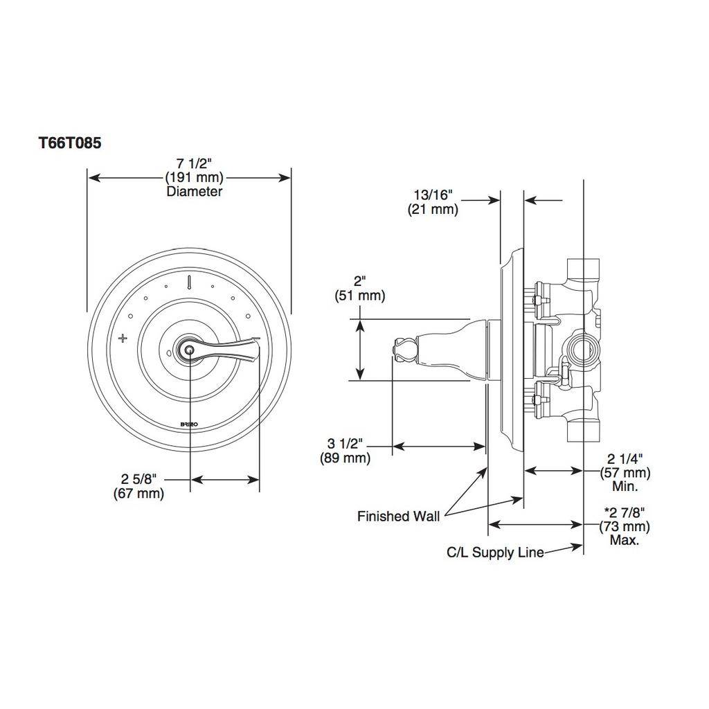 Brizo T66T085 Charlotte Thermostatic Valve Trim Brushed Nickel 2