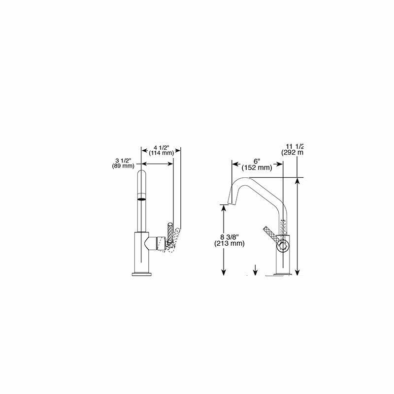 Brizo 61063LF Litze Angled Spout Knurled Handle Bar Faucet Stainless 2