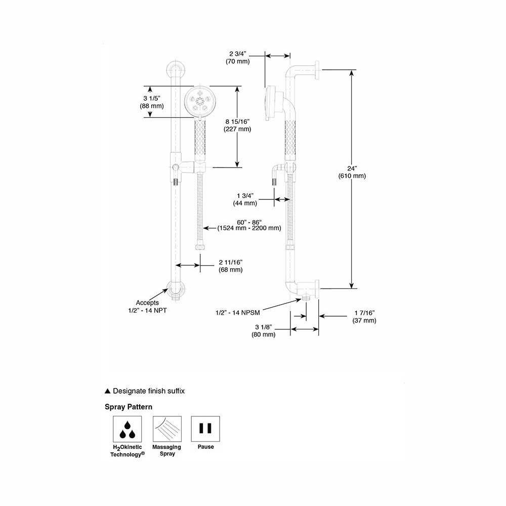 Brizo 85735 Litze Slide Bar Handshower Luxe Gold 2