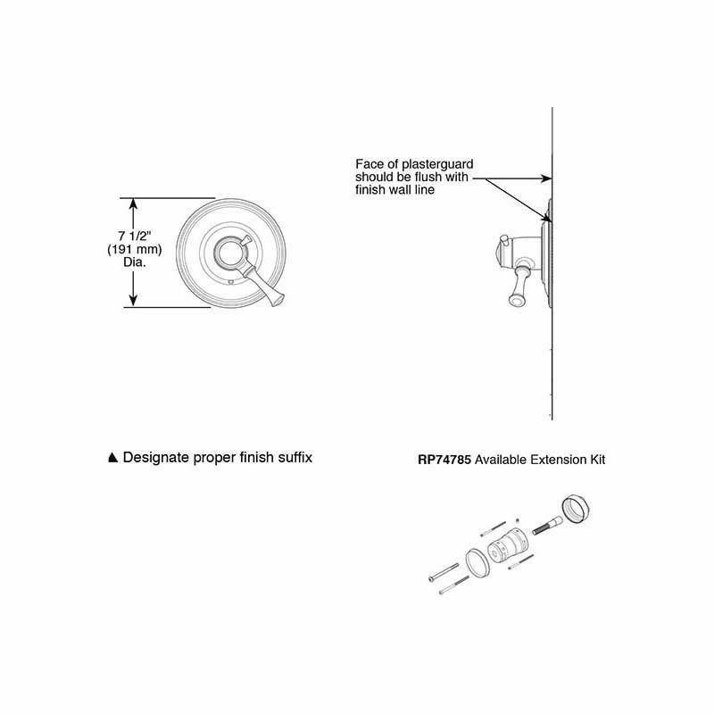 Brizo T60005 Baliza Thermostatic Valve Trim Polished Nickel 2