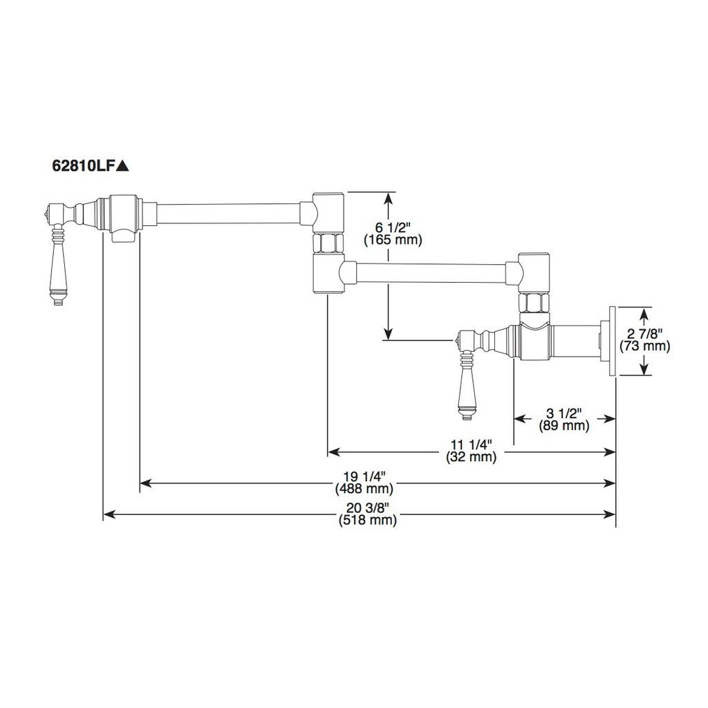 Brizo 62843LF-GL Litze Wall Mount Pot Filler with Knurled Handle Luxe Gold 2