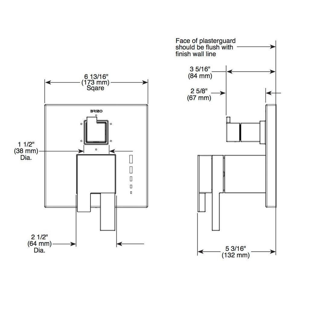 Brizo T75580-BN Siderna Tempassure Thermostatic Valve 3 Function Diverter Brushed Nickel 2