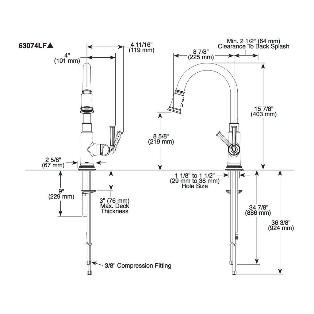 Brizo 63074LF Rook Single Handle Pull Down Kitchen Faucet Luxe Steel 2