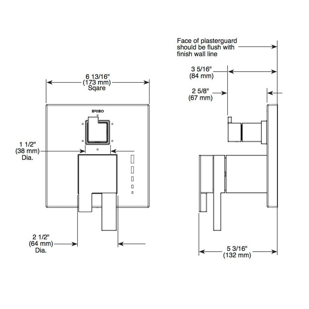 Brizo T75680-BL Siderna Tempassure Thermostatic Valve 6 Function Diverter Matte Black 2