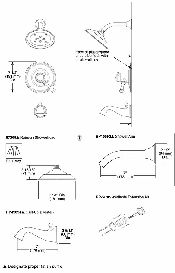 Brizo T60405 Baliza Tempassure Thermostatic Tub Shower Brushed Nickel 2