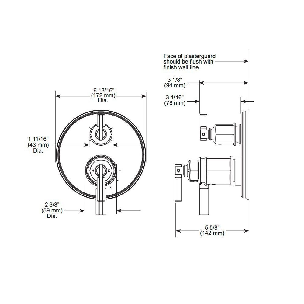 Brizo T75676 Invari Tempassure Thermostatic Valve 6 Function Diverter Polished Gold 2