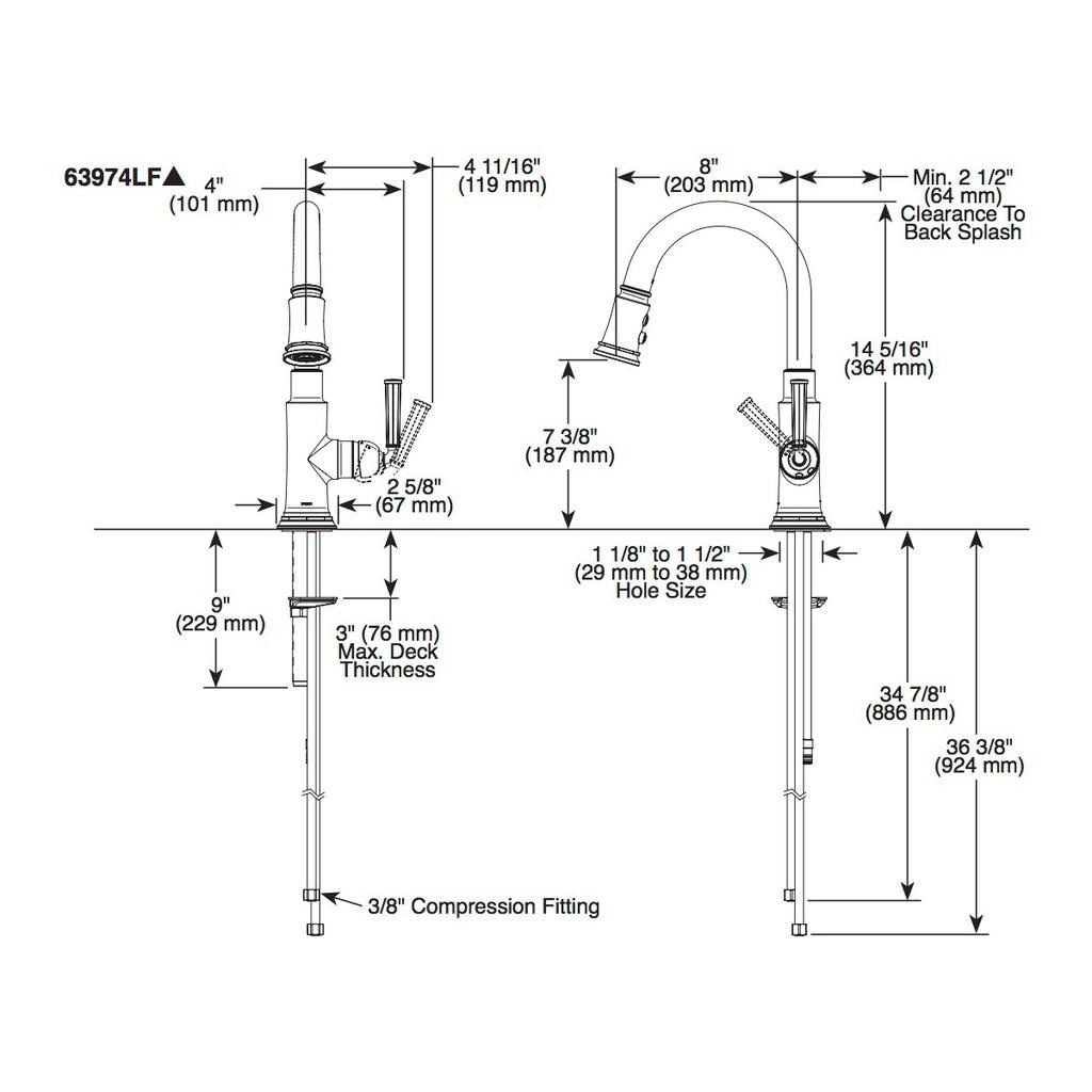 Brizo 63974LF Rook Single Handle Pull Down Prep Kitchen Faucet Luxe Steel 2