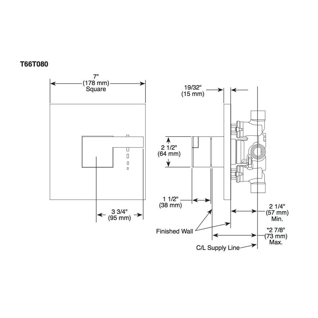 Brizo T66T080 Siderna Sensori Thermostatic Valve Trim Brushed Nickel 3