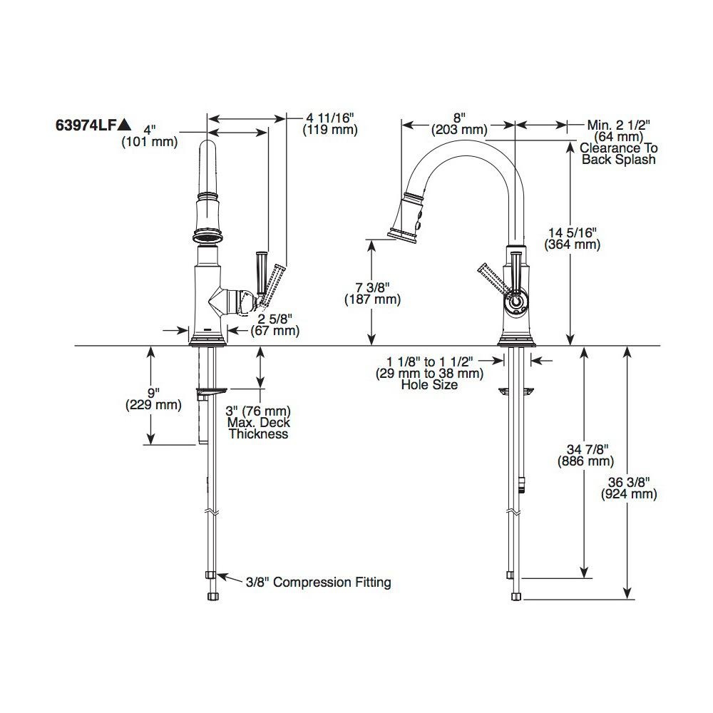 Brizo 63974LF Rook Single Handle Pull Down Prep Kitchen Faucet Polished Gold 2