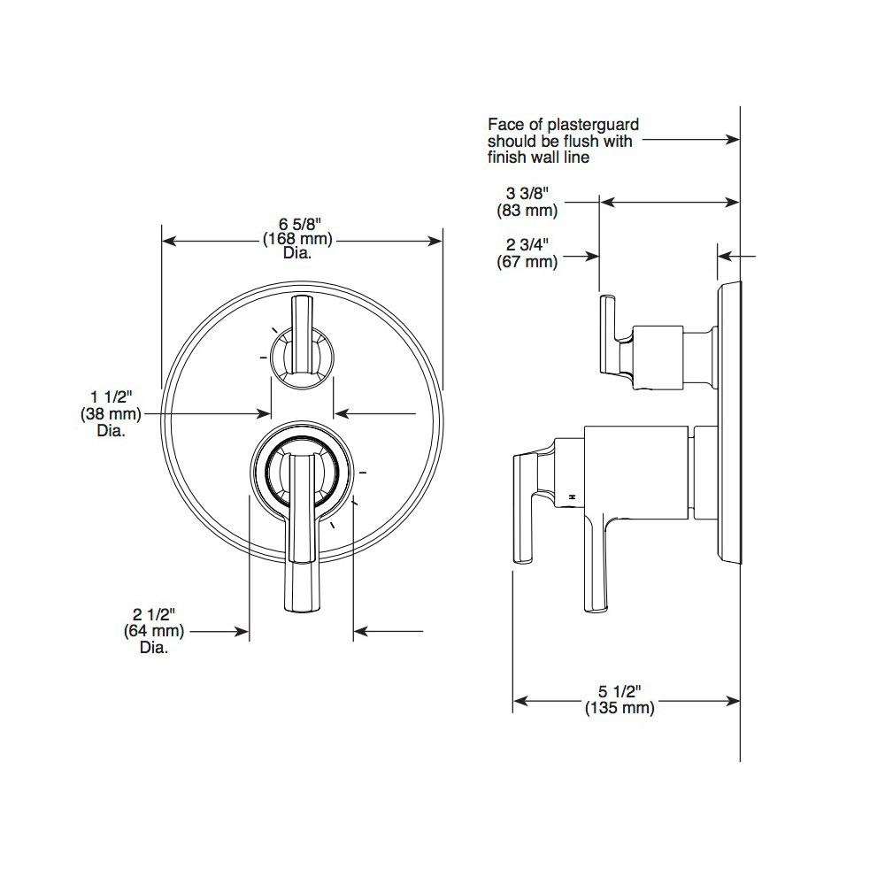 Brizo T75598 Levoir Tempassure Thermostatic Valve With 3 Function Diverter Trim Polished Nickel 2