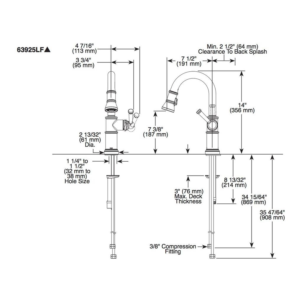 Brizo 63925LF-GL Artesso Pull Down Prep Faucet Luxe Gold 2