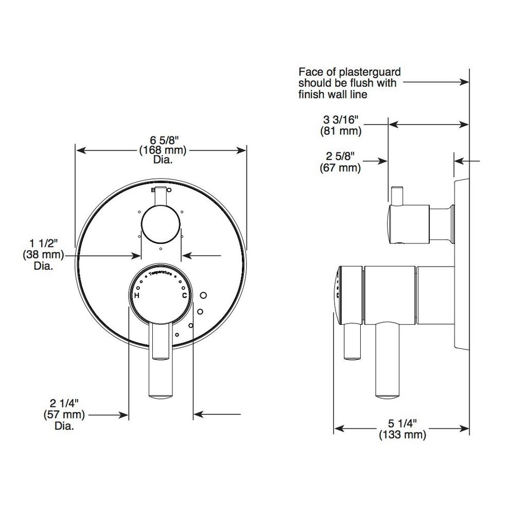 Brizo T75675-BN Odin Tempassure Thermostatic Valve 6 Function Diverter Brushed Nickel 2