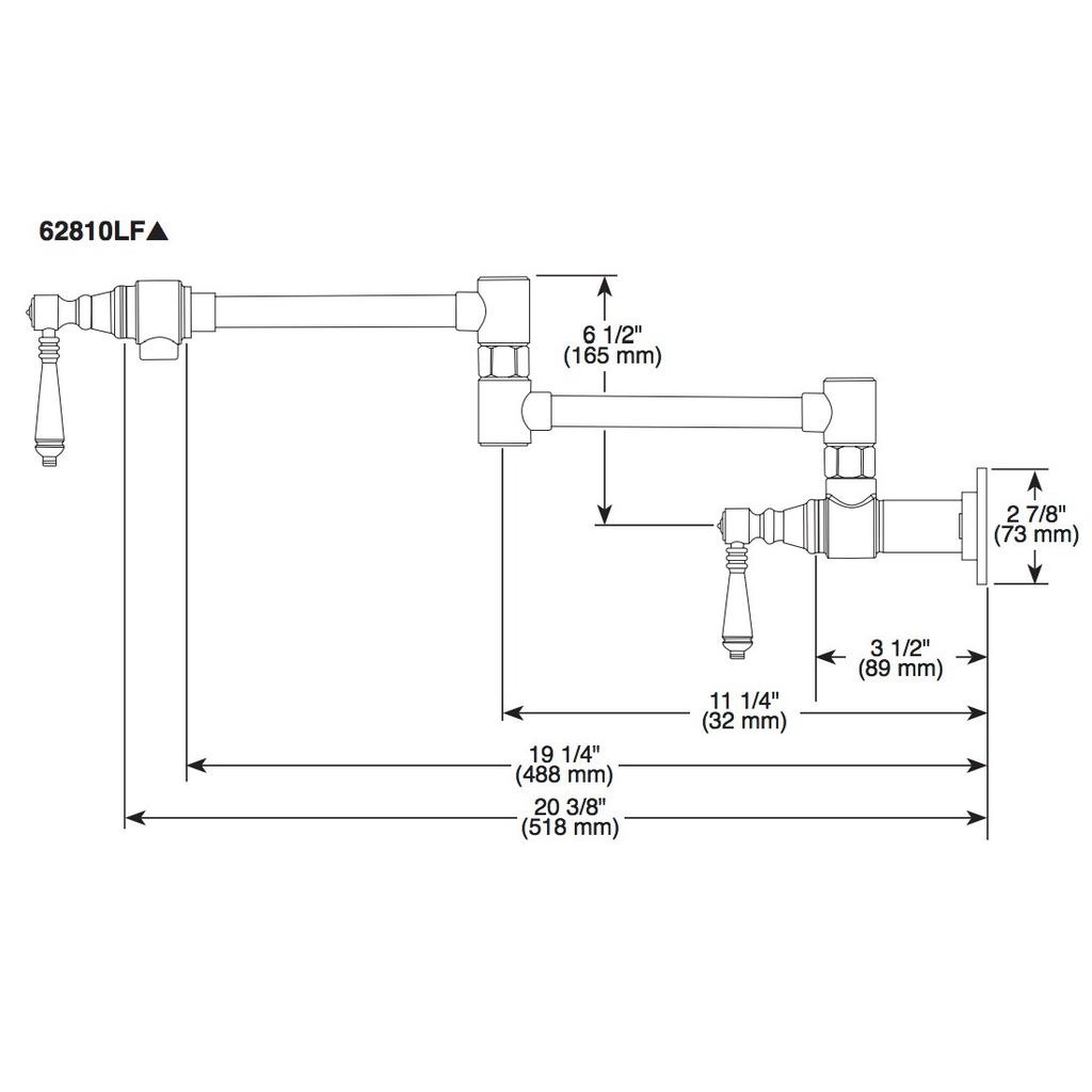 Brizo 62844LF Litze Wall Mounted Pot Filler Polished Nickel 2