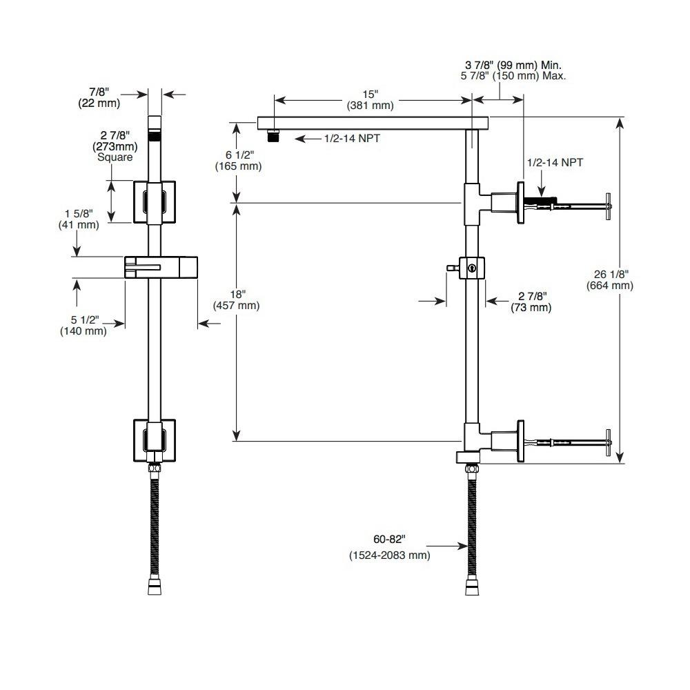 Brizo 80099 Euro Square Shower Column Luxe Steel 2