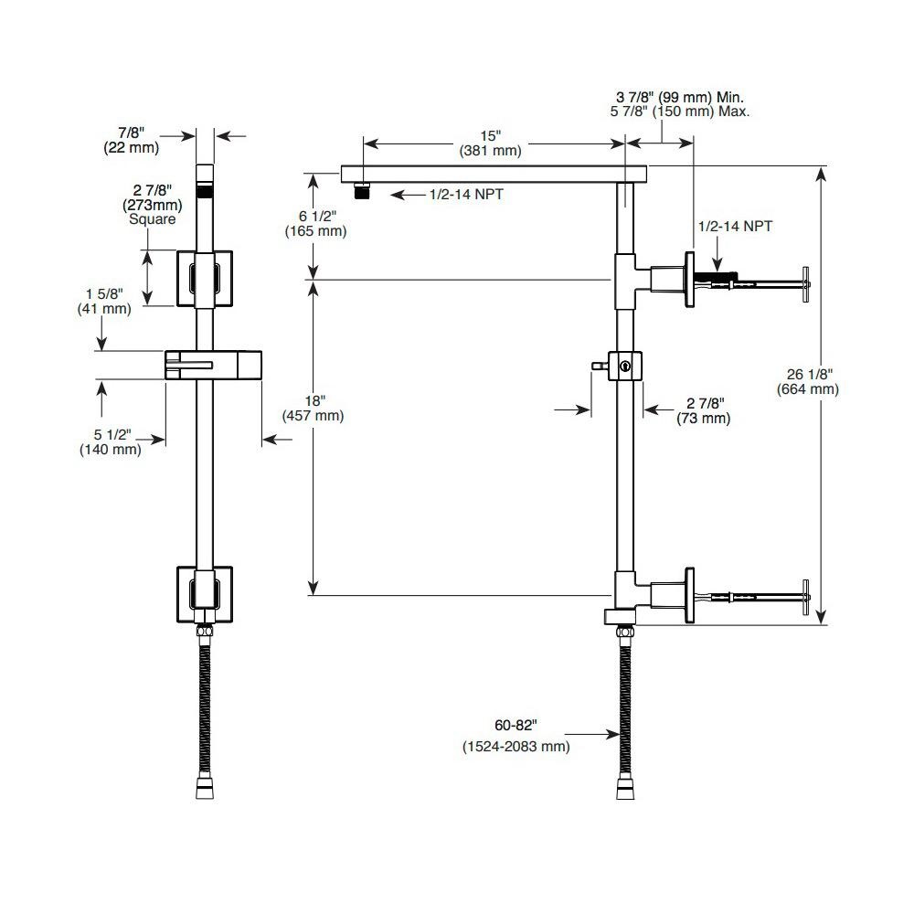 Brizo 80099 Euro Square Shower Column Polished Nickel 2