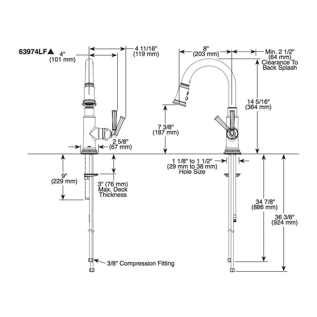 Brizo 63974LF Rook Single Handle Pull Down Prep Kitchen Faucet Stainless 2