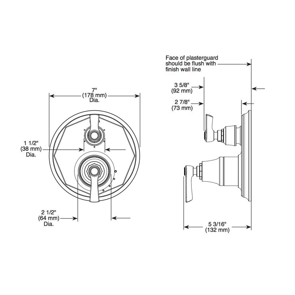 Brizo T75P660 Rook Pressure Balance Valve 6 Function Diverter Trim Luxe Nickel Matte Black 2