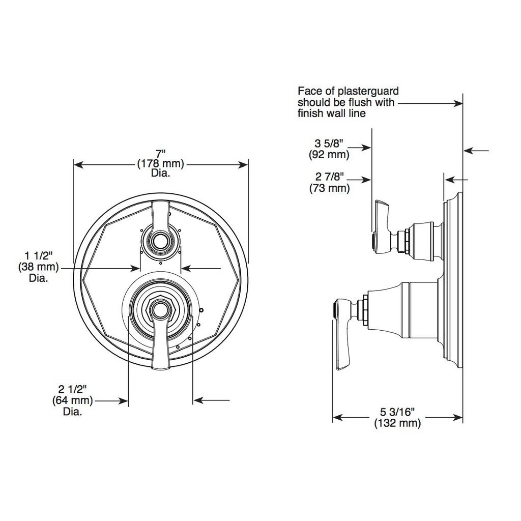 Brizo T75P560 Rook Pressure Balance Valve 3 Function Diverter Trim Luxe Nickel Matte Black 2