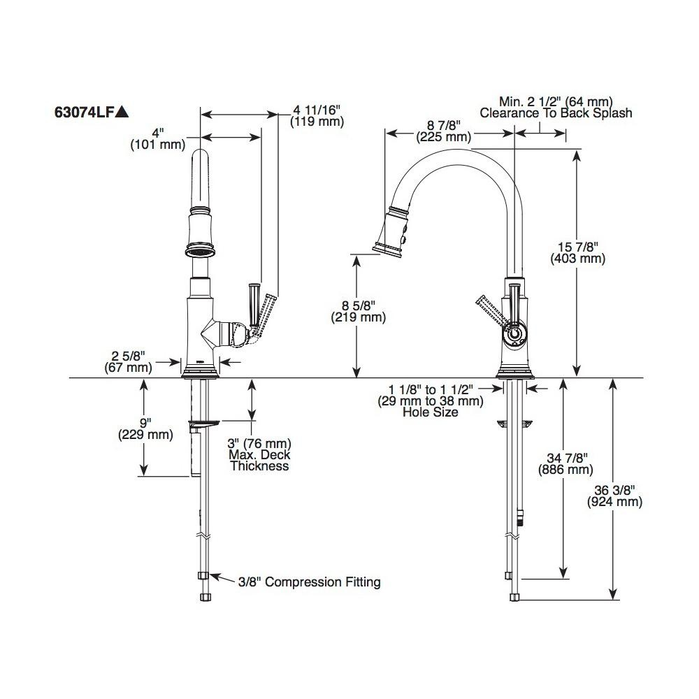 Brizo 63074LF Rook Single Handle Pull Down Kitchen Faucet Chrome 2