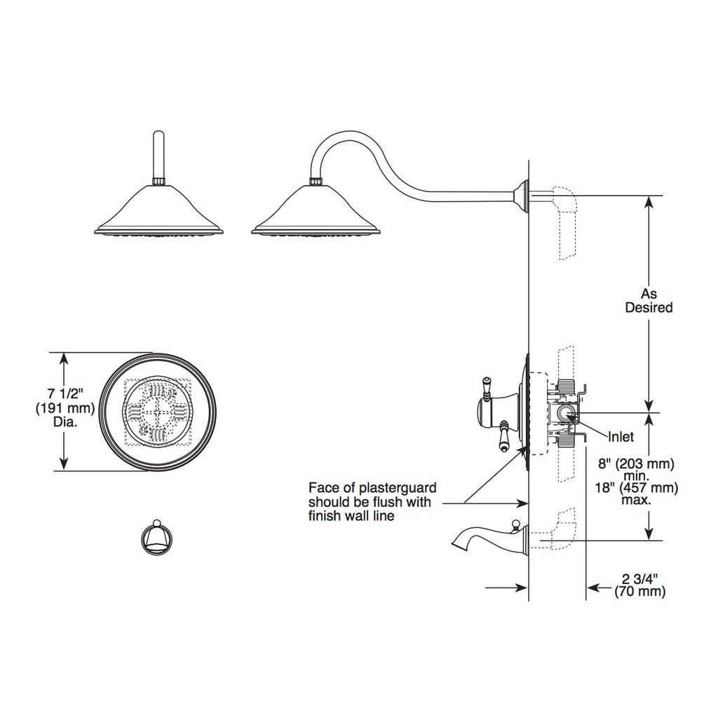 Brizo T60210 Traditional Thermostatic Shower Shower Trim Polished Nickel 2