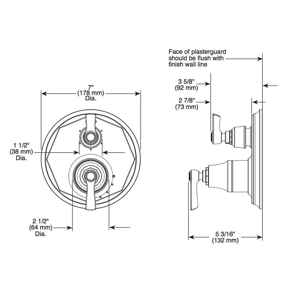 Brizo T75P560 Rook Pressure Balance Valve 3 Function Diverter Trim Polished Nickel 2